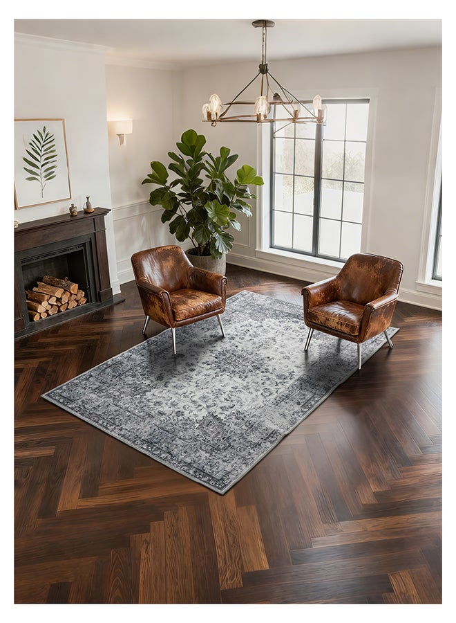 Noon East Carpet Rug Anti-Slip-  Size- 274 x 366 cm - 9x12 ft | Royal Heritage Design | Color- Charcoal Grey| Ideal as Carpets for Living room, Bedroom & Office. Perfect for large spaces - Image 3